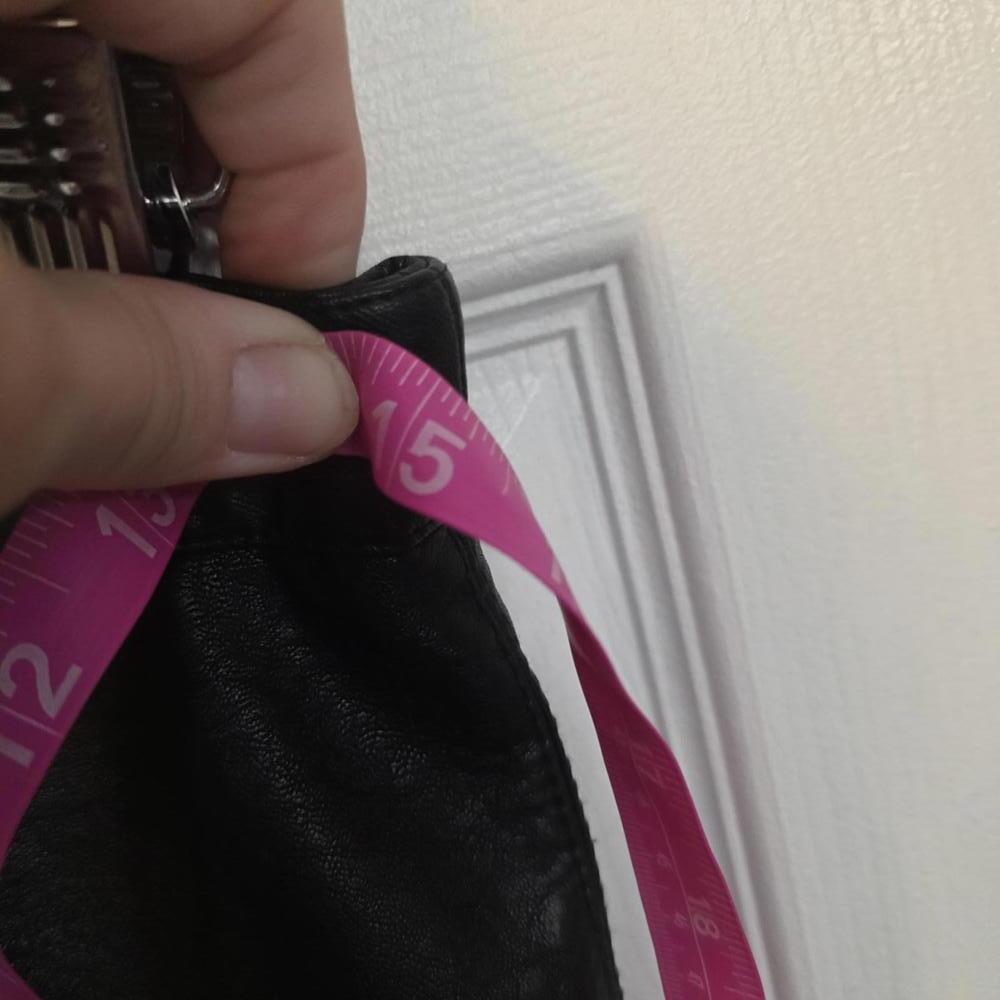 Lulu's Black Faux Leather Mini Skirt with Back Zipper and Pockets-Medium - Picture 6 of 8